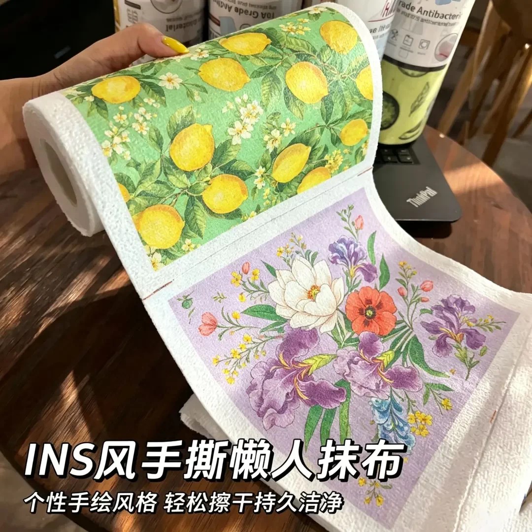 手撕抹布复古风艺术抹布超细纤维毛巾厨房干湿两用懒人周抛抹布卷