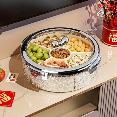 高颜值轻奢密封坚果零食糖果盘新款过年干果盘家用客厅茶几水果盘
