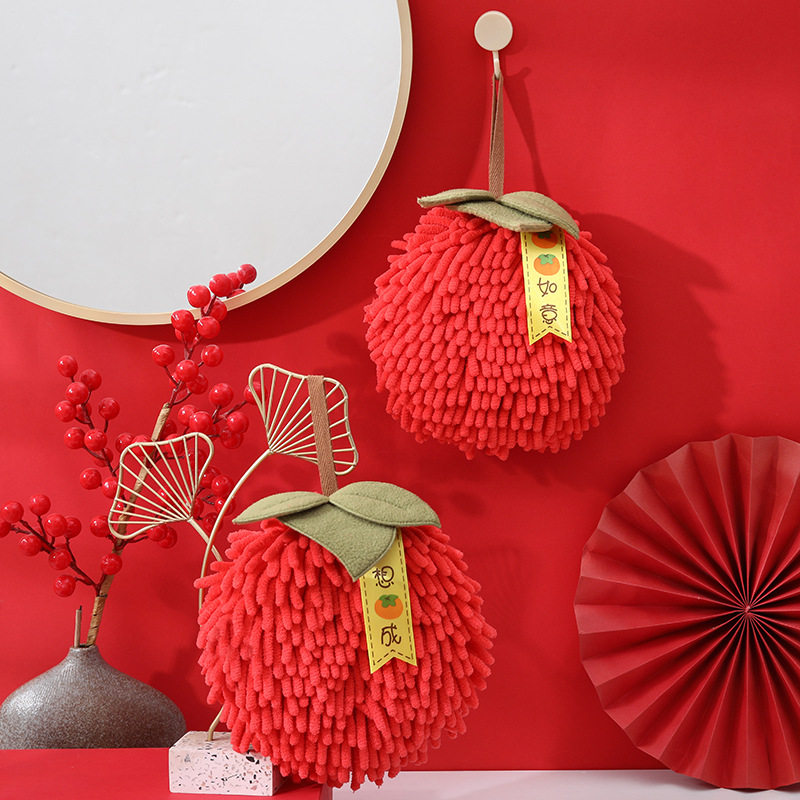 擦手球挂式擦手巾强吸水不毛结婚红色喜庆卫生间厨房雪尼尔毛巾,家庭/个人清洁工具,厨房擦手巾,淘宝优惠券,粉丝福利购,淘宝优惠卷