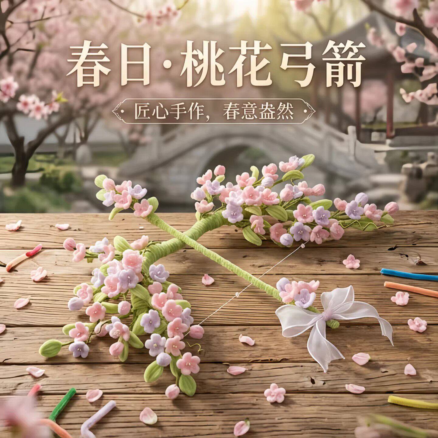 桃花弓箭扭扭棒diy材料包春日拍照氛围感出片送情侣闺蜜创意礼物