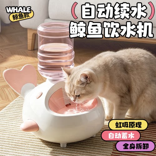 高颜值鲸鱼宠物饮水机重力自动补水猫咪饮水碗小型犬静音喂水器
