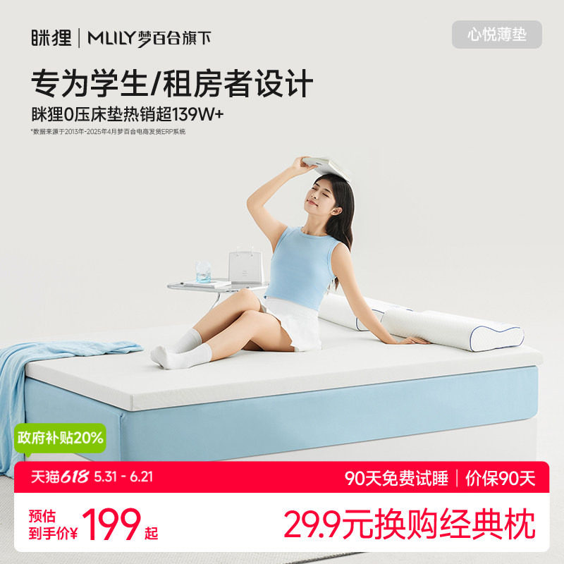 眯狸学生床垫宿舍单人记忆棉海绵地铺褥子榻榻米租房专用垫子软垫