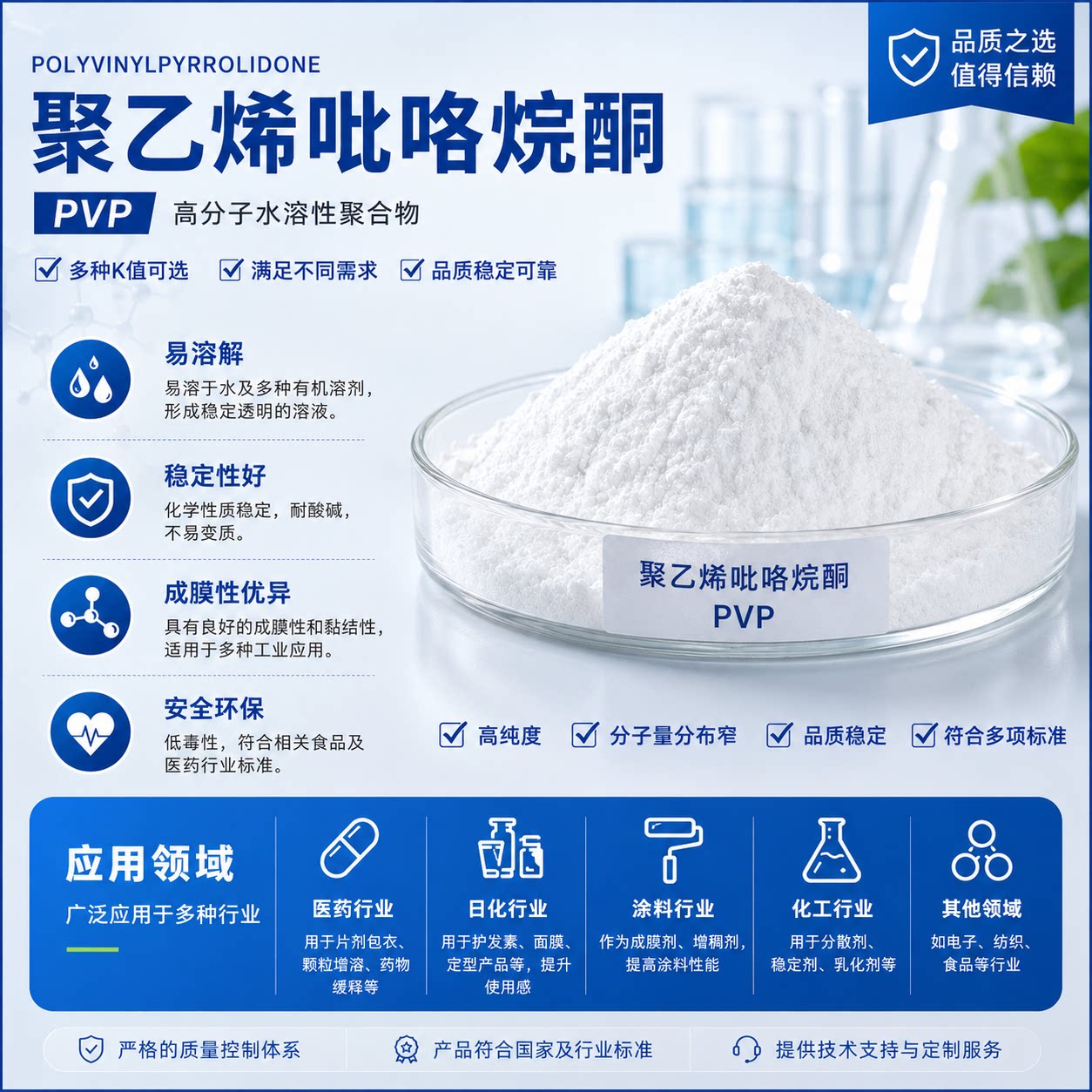 PVP聚乙烯吡咯烷酮K306090工业级水溶性助粘增稠分散剂油墨胶水用