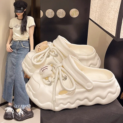 夏季女包头两穿开口笑防滑洞洞鞋