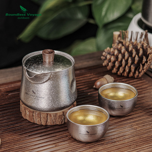 必唯纯钛户外茶具结晶款茶壶