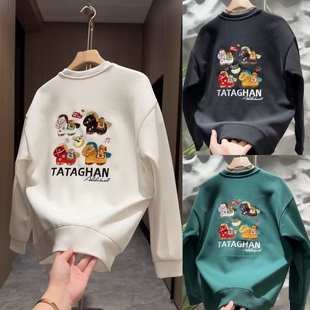 T恤青年痞帅时尚 刺绣套头休闲长袖 上衣 马年潮牌卫衣男士 秋冬新款