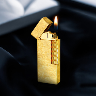 英国GBI大船高端黄铜打火机充气迷你型小巧送男友窄款无声侧滑轮