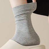 灰色袜子女春夏堆堆长筒袜防臭月子袜无骨透气吸汗纯色棉袜中筒袜