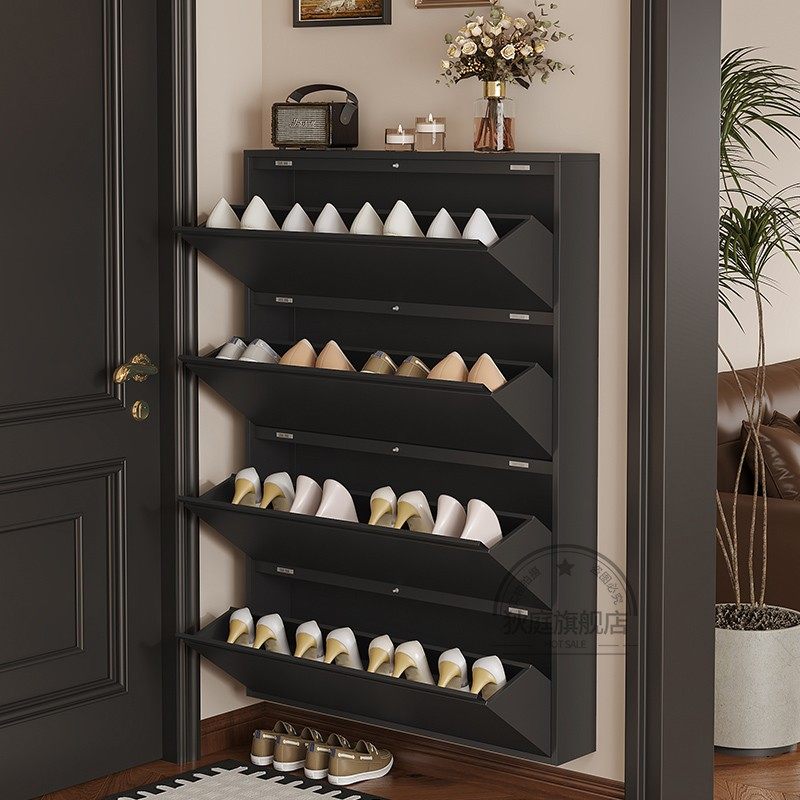 钢制超薄款15cm鞋柜家用门口走廊多层入户玄关柜一体极窄翻斗鞋柜