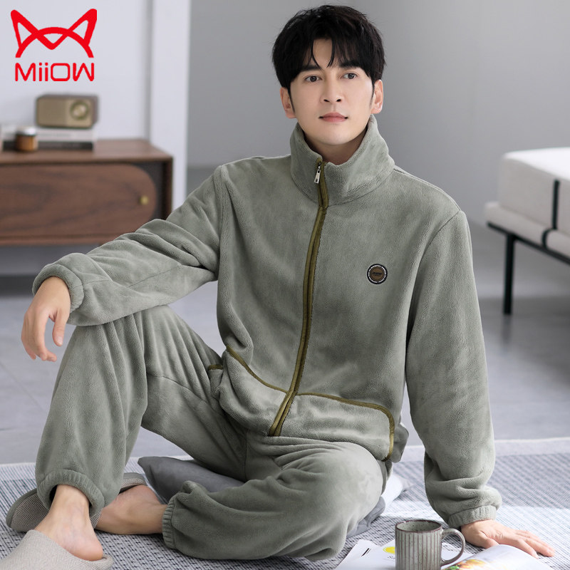 睡衣男士冬季珊瑚绒2025年新款加绒加厚男款秋冬加大码家居服套装