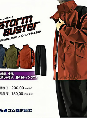 日本品牌防暴雨雨衣套裝男女通用B-1300轻量透气登山外送骑行雨披