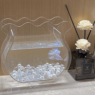 亚克力桌面异形小鱼缸水族箱客厅小型创意家用生态迷你金鱼斗鱼缸