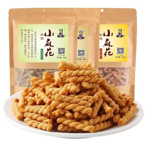 卧龙手工香酥小麻花280g海苔味网红休闲解馋充饥吃V货零食小吃袋