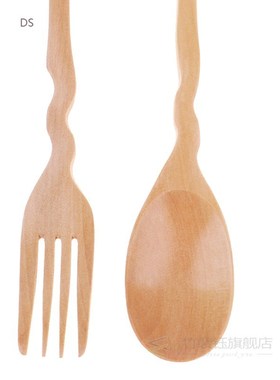 Wooden Tableware Cutlery Spoon Fork Set Cream Soup Desserts