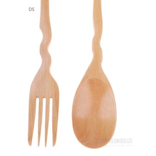 Wooden Tableware Cutlery Spoon Fork Set Cream Soup Desserts