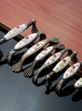 Vintage Bronze Ceramic Door Handles Cabinet Cupboard Wardrob