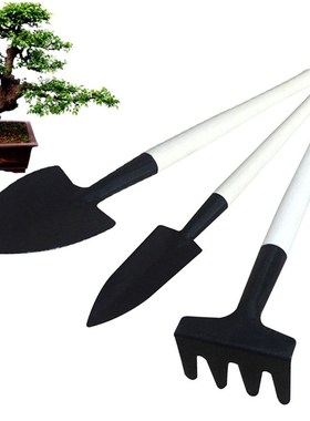 3 PCS Mini Metal Garden Handle Shovel Rake Set Weeding Tool