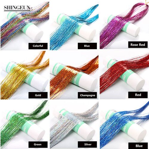 Nissi 3Pc/Lot Color Tinsel Hair Glitter Extension Sparkle