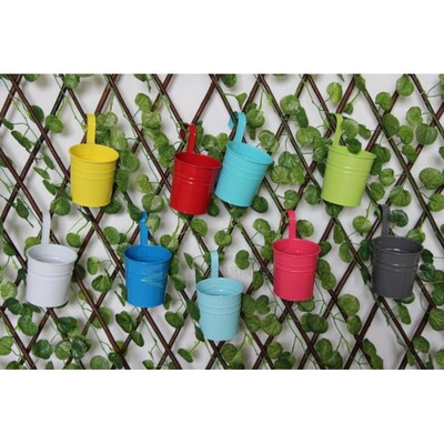 10Pcs Removable Hook Wall Fence Bonsai Flower Tub Pots Candy