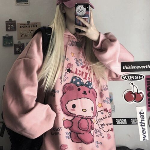 Kawaii Anime Winter Women Hoodie Cute Cartoon Long Sleeve Ca