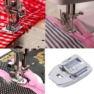 1pc Sliver Rolled Hem Curling Presser Foot 适用于 Sewing Mac