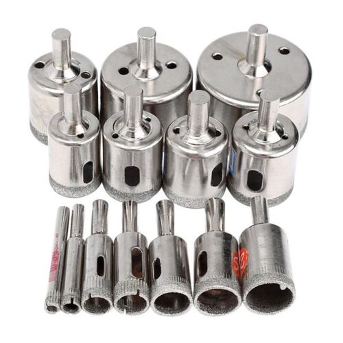 15Pcs Diamond Cutter Hole Drill Bits Set Glass Ceramic Tile