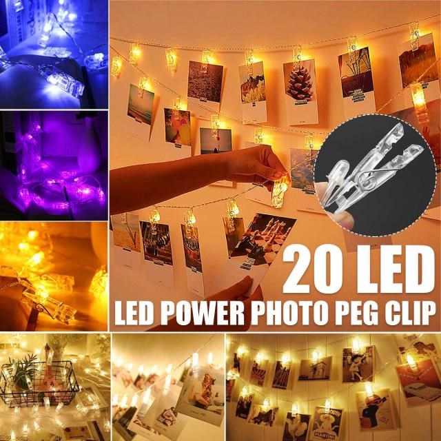 2m Led Photo Clip String Lights Garland With Clothespins Wed