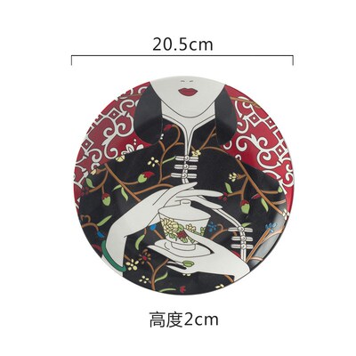 Traditional Chinese Cheongsam Pattern Dinner Plates Creative