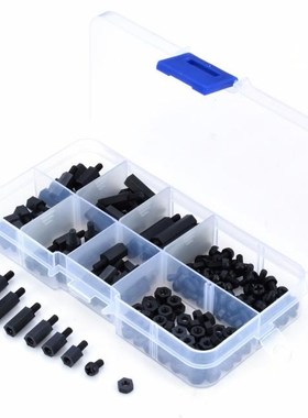 180pcs/Set Practical Black M3 Nylon Hex Spacers Male-Female