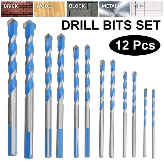 3 4 5 6 8 10 12mm 3-12mm Cross Hex Tile Drill Bits Set for G