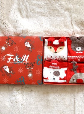4 Pairs New Autumn Winter High-top Socks Red Christmas Gift