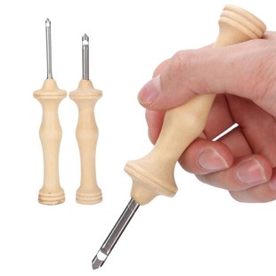 2Pcs Punch Needle Embroidery Kit Wooden Handle Yarn Needle D
