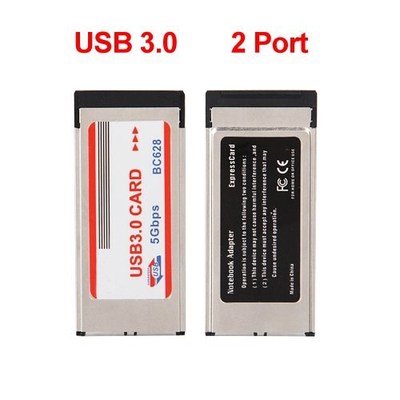 2 Port USB 3.0 Express Card Adapter Hub Cardbus for Laptop-C