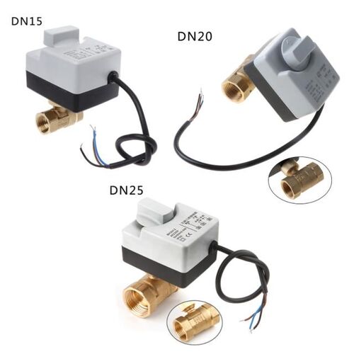 AC 220V DN15 DN20 DN25 2 Way 3 Wire Brass Motorized Ball Val