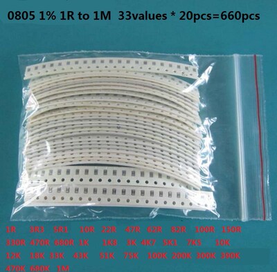 33valuesX 20pcs=660pcs 0603 0805 1206 Resistor Kit Assorted