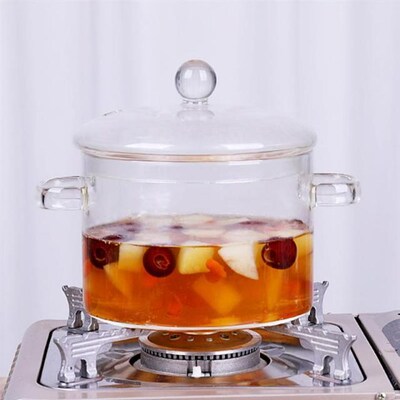 Glass Saucepan Soup Pot Transparent Stovetop Cooker Heat Res