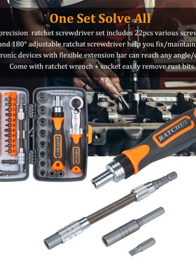 38pc Precision Ratchet Screwdriver Bit Set Magnetic Screwdri