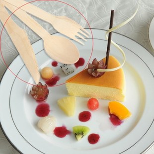 100x Economical Disposable Wooden Western Food Forks Tablewa