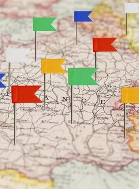 50pcs/lot Flag Shape Long Pin Thumbtacks Colored Cork Board