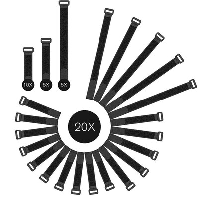 20 Cable Ties Reusable Fastening Wire Organizer Zip Ties Vel