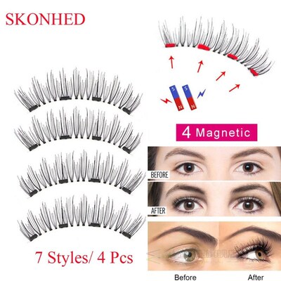 MagNEtic EyELasHEs witH 4 MagNEts HaNdMadE MagNEtic LasHEs N