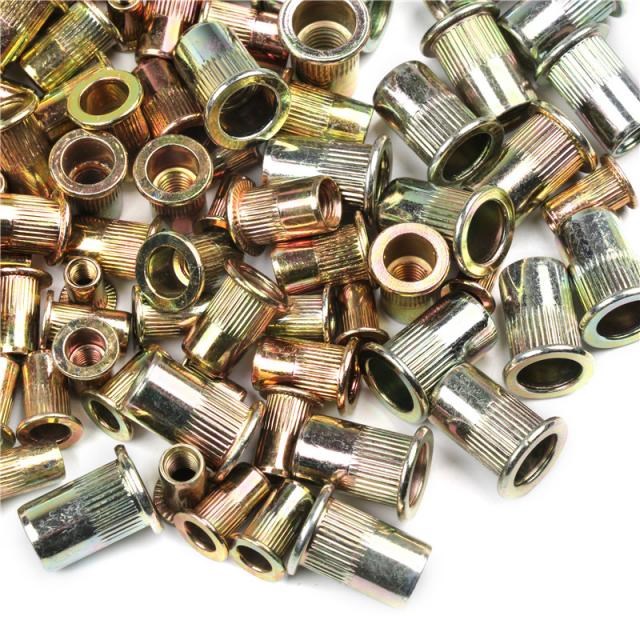 100PCS M3 M4 M5 M6 M8 Flat Head Rivet Nuts Set Nuts Insert R