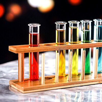 6 Pcs Test Tube Cocktail Glass Rack Set Bar KTV Night Club N