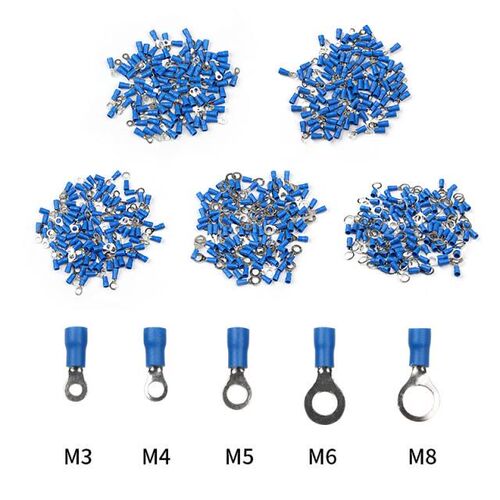 100Pcs/Set RV2 Insulated Blue Ring Terminals Wire Cable Elec