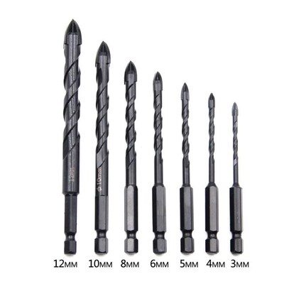 4 Flutes 6.35mm Shank Masonry Drill Bits Tungsten Carbide Ti