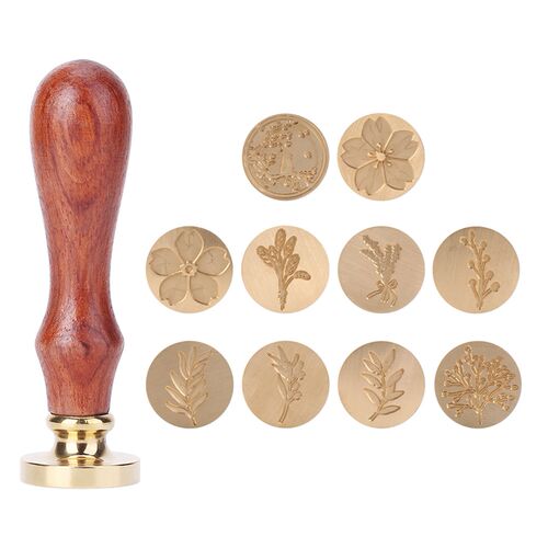 Retro Wax Seal Antique Plant Pattern Sealing Wax Stamp Wood