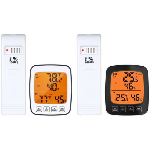 Digital Alarm Temperature Humidity Meter Indoor Outdoor Temp