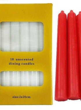 10pcs 2 x 20cm Tall Long Red Christmas Unscented Candles