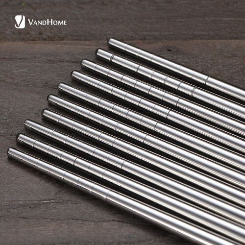 VandHome 5 Pairs/Set Chinese Metal Chopsticks Non-slip Stain