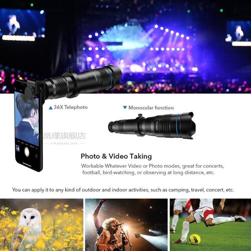 APEXEL Optional HD 36X metal telescope telephoto lens monocu